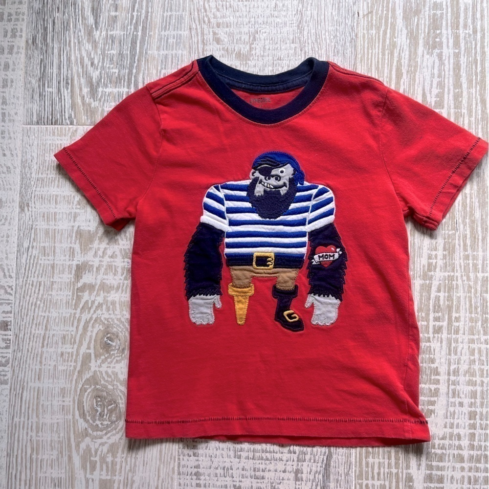 Little boys Gymboree pirate Gorilla Peg Leg T-shirt 4T toddler red
